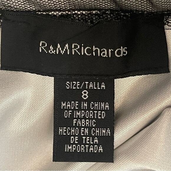 R&M Richards Sheer Black Metallic Floral Party Event Dress NWT Size 8 - Picture 9 of 14